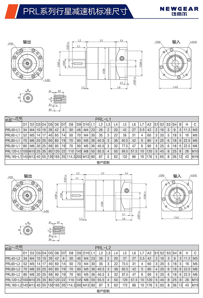 PRL直齒行星減速機(jī)安裝尺寸